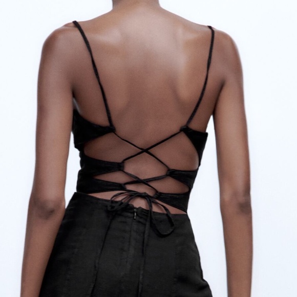 Black Linen Mini Dress - Picture 5 of 11